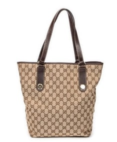 GUCCI CHARMY BEIGE/BROWN CANVAS TOTE BAG