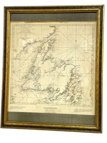ANTIQUE NEWFOUNDLAND MAP PRINT 22"