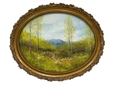 SIGNED LANDSCAPE OIL PAINTING BY STRATTON 23"