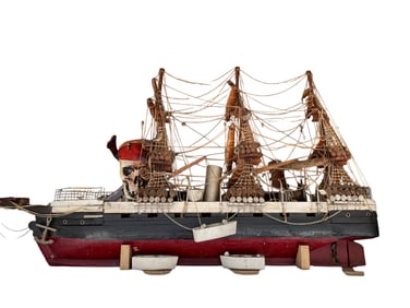 LARGE HANDCRAFTED VINTAGE MODEL SHIP 72"