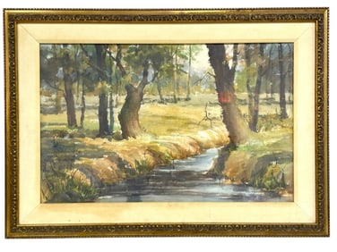 BETH MACININCH ORIGINAL WATERCOLOR LANDSCAPE 26.5"