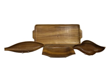 SET OF 4 VINTAGE MONKEY POD SERVING DISHES 28"