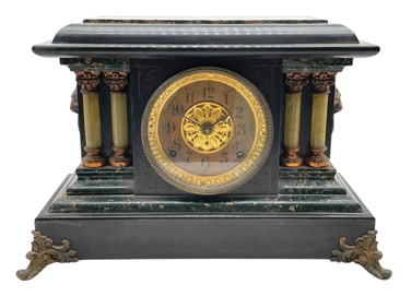 SETH THOMAS MARBLED MANTEL CLOCK 17"