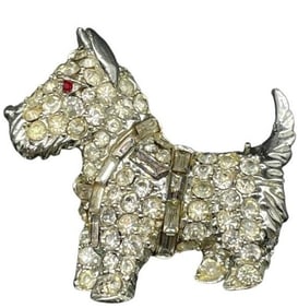 RHINESTONE PAVE DOG BROOCH 1"