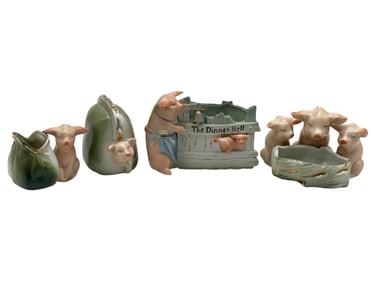 LOT OF 4 GERMAN PORCELAIN PIG FIGURINES