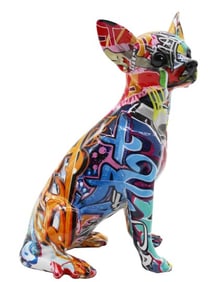 Hand Painted Street Art Chihuahua Sculpture 10"