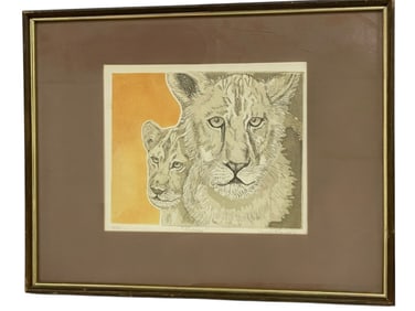 NANCY KENNON LIONESS PRINT 19"