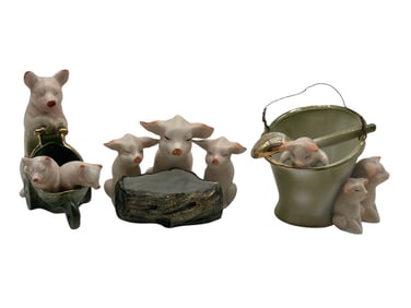 LOT OF 3 GERMAN PORCELAIN PIG FIGURINES