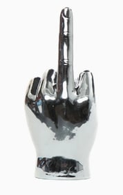 New! Silver Middle Finger Tabletop Sculpture - 9"
