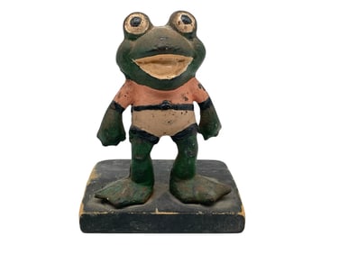 VINTAGE CAST IRON WHIMSICAL FROG DOORSTOP 7"