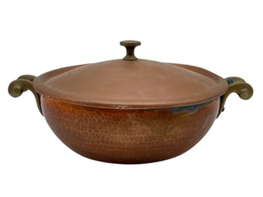 HAND-HAMMERED COPPER COVERED CASSEROLE DISH
