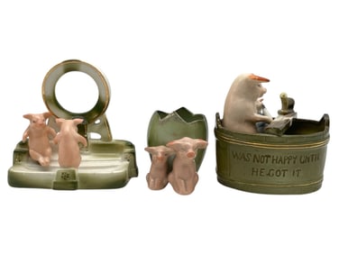 LOT OF 3 GERMAN PORCELAIN PIG FIGURINES