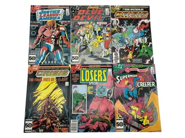 LOT OF 6 VINTAGE DC COMICS FEATURING CRISIS