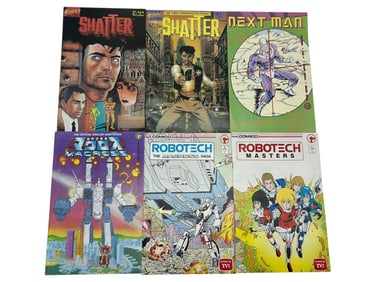 LOT OF 6 VINTAGE 1980s SCI-FI & CYBERPUNK COMICS