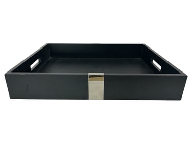 MODERN BLACK LACQUERED SERVING TRAY 20"