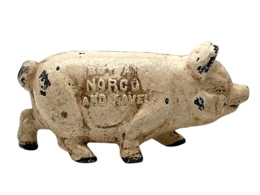 NORCO CAST IRON PIG COIN BANK 6"