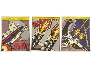 ROY LICHTENSTEIN AS I OPENED FIRE 3 PANEL TRIPTYCH