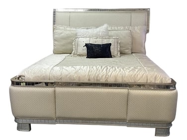 MODERN KING SZ BED FRAME WITH MIRROR ACCENTS