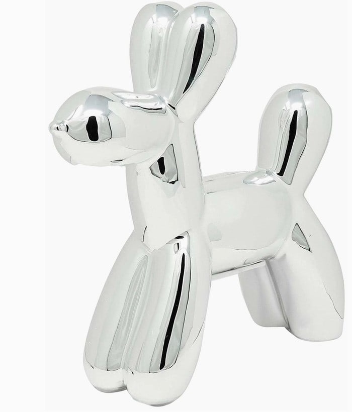 SILVER MINI CERAMIC DOG PIGGY BANK 7.5" (1 of 4)