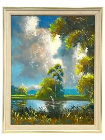 WILLIE DANIELS FLORIDA HIGHWAYMEN  OIL / BOARD 26"