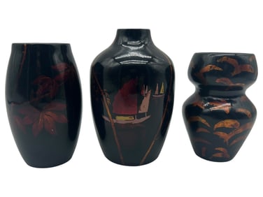 SET OF THREE HAND-PAINTED VIETNAMESE 6"