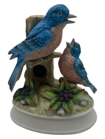 HAND-PAINTED PORCELAIN BLUEBIRD FIGURINE 6"
