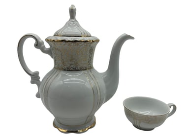 FINE SEIYEI CHINA PORCELAIN TEAPOT AND CUP 8"