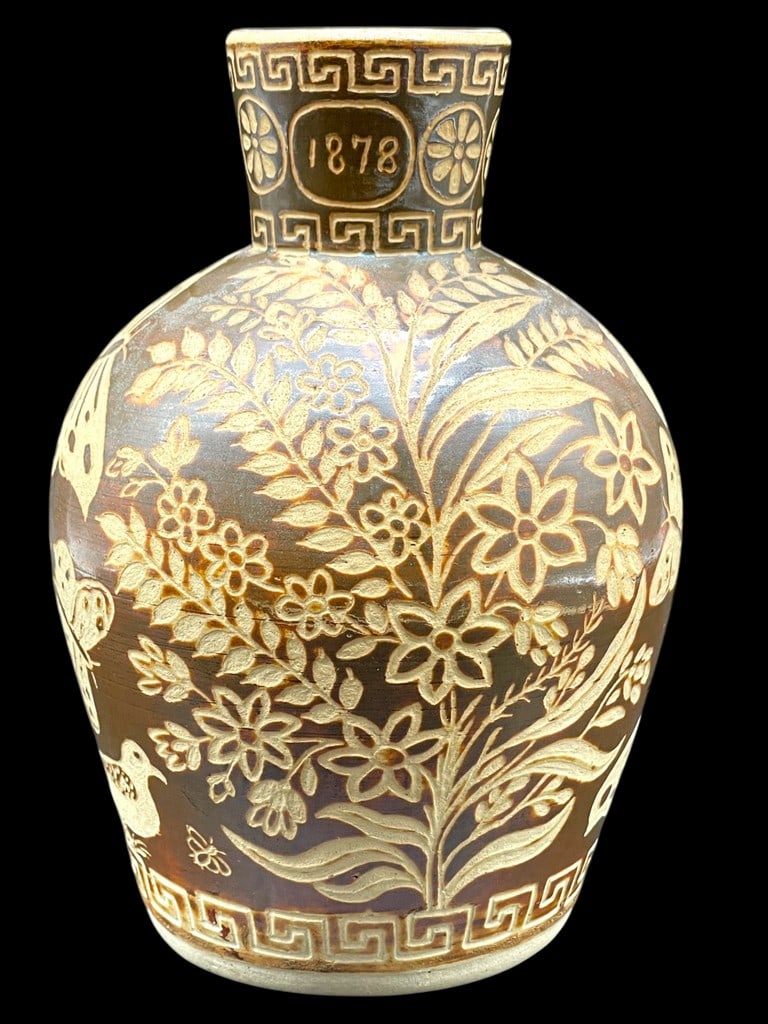 MEXICAN MIXED CLAY POTTERY WITH FLOWERS AND BIRDS: MEXICAN MIXED CLAY POTTERY WITH FLOWERS AND BIRDS -VERY GOOD PRE OWNED CONDITION -MARKED 1878 -DP111824 #14