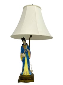 PORCELAIN ASIAN FIGURAL TABLE LAMP 30"