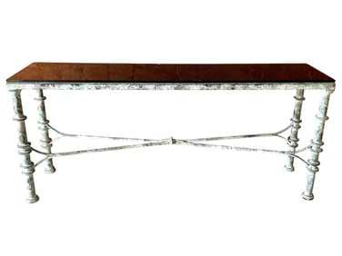 VINTAGE WROUGHT IRON CONSOLE SOFA TABLE 68"