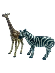 PAIR OF CERAMIC SAFARI ANIMAL CANDLEHOLDERS 12"