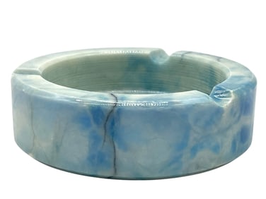 CARVED BLUE STONE ASHTRAY 4.5"
