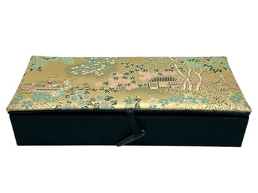 CHINESE SILK BROCADE JEWELRY BOX 8.5"