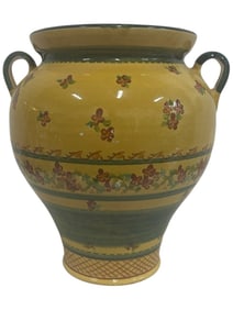 FRENCH COUNTRY STYLE TWO-HANDLED POTTERY URN