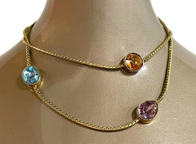 GOLD AND MULTI COLOR BLING NECKLACE