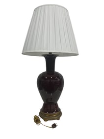 CLASSIC BURGUNDY PORCELAIN TABLE LAMP 32"