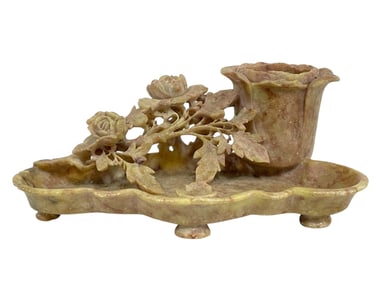 SOAPSTONE BRUSH WASH WITH BLOSSOM FORM VASE