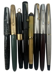 LOT OF 8 VINTAGE FOUNTAIN PENS 6"
