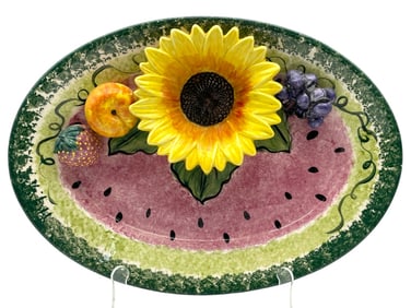 SAVANNAH WARREN FRUIT & SUNFLOWER PLATTER 15.5"