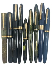 LOT OF 9 VINTAGE SHEAFFER FOUNTAIN PENS 6"