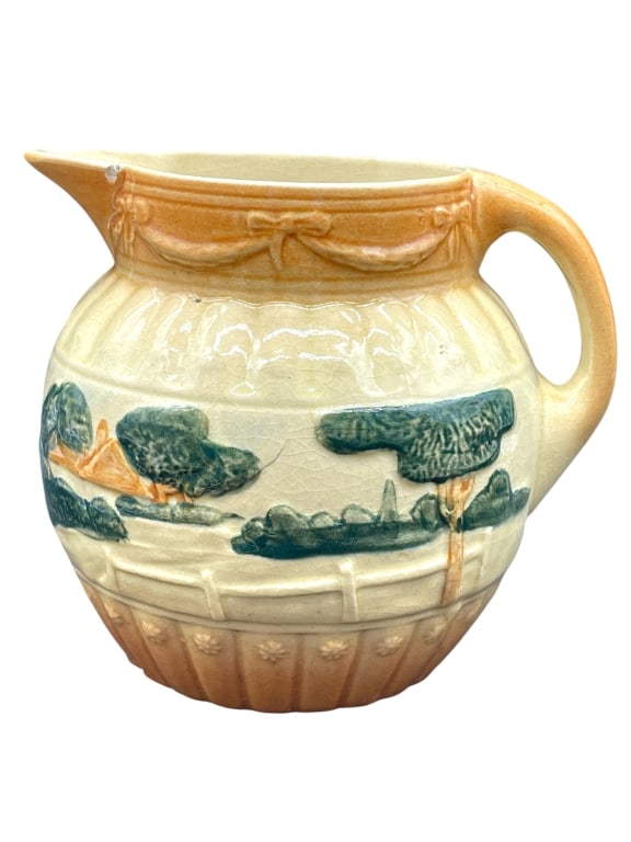 EARLY ROSEVILLE PITCHER LANDSCAPE SCENE 7" (1 of 6)