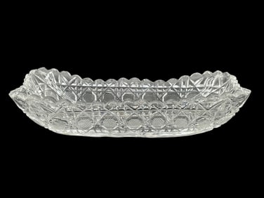 VINTAGE CUT GLASS CELERY DISH 8"