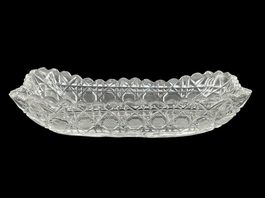 VINTAGE CUT GLASS CELERY DISH 8" (1 of 5)