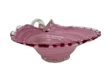 PINK MURANO STYLE ART GLASS BOWL 8"