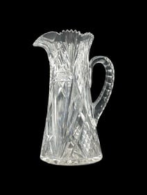 AMERICAN BRILLIANT CUT GLASS WATER PITCHER,10.5"