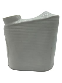 MODERNIST WHITE STONEWARE SCULPTURAL VASE 5"