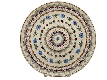HAND-PAINTED DECORATIVE CERAMIC WALL PLATE 14"
