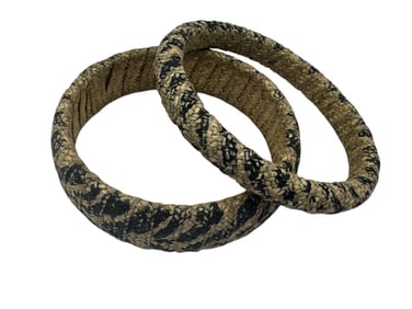 PAIR OF VINTAGE LEATHER WRAPPED BRACELETS