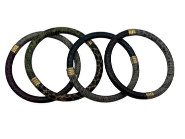 SET OF VINTAGE LEATHER WRAPPED BRACELETS