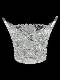 AMERICAN BRILLIANT CUT CRYSTAL HANDLED BOWL